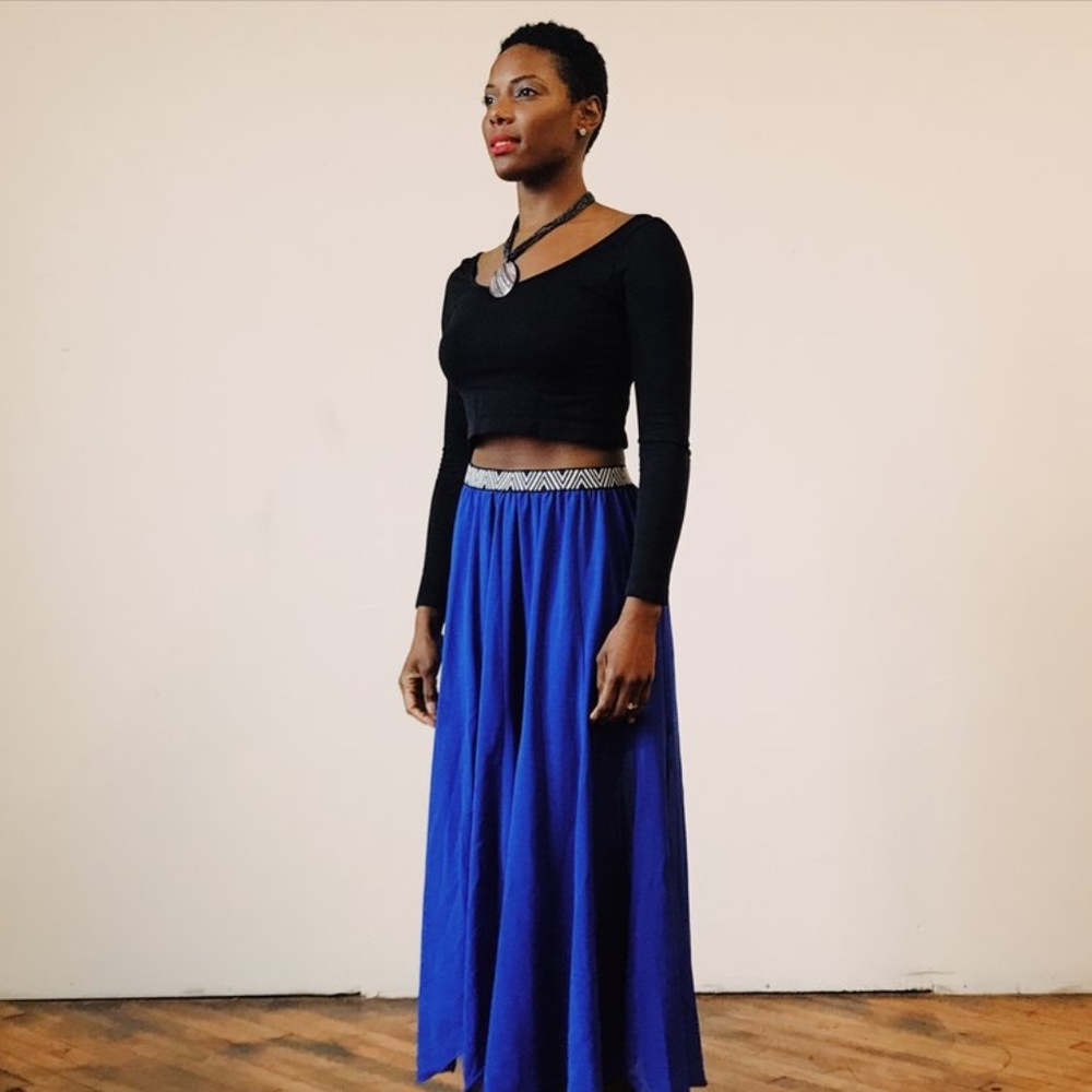 NWOT Anthropologie Blue Maxiskirt